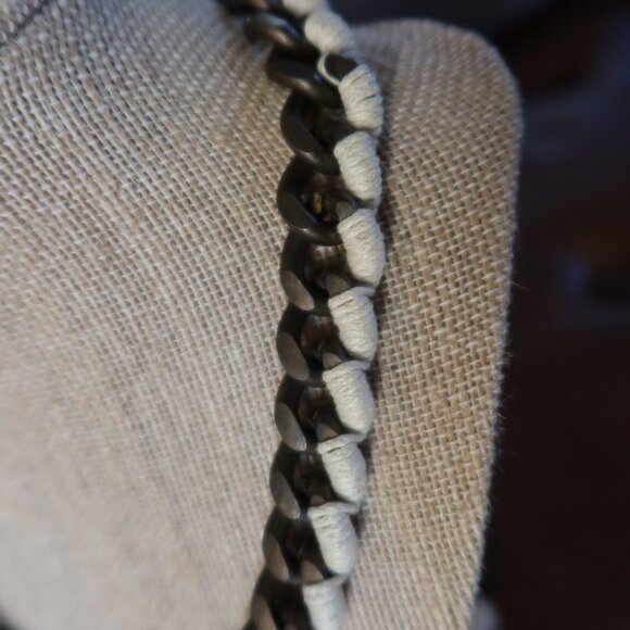 Statement oxidized brass/bronze cuban link necklace & cord by Lena Bernard $225 - Picture 4 of 12